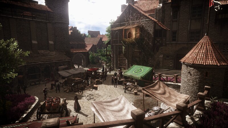 Medieval Town Square — Brown, Busy