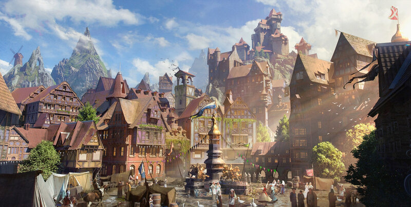 Medieval Town Square — Brown, Peaceful