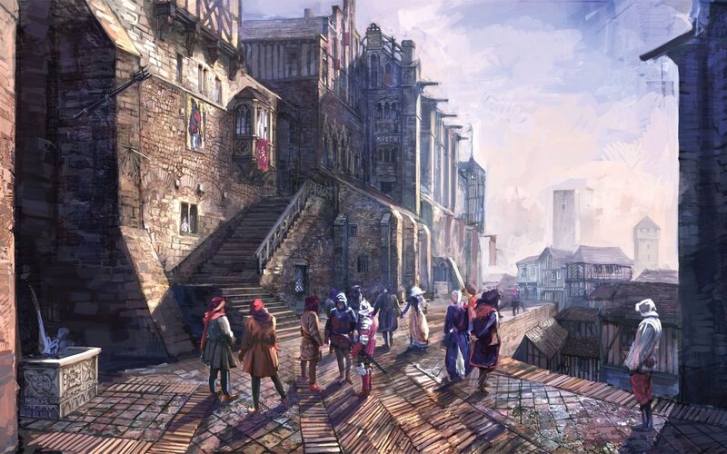 Medieval Town Street — Brown