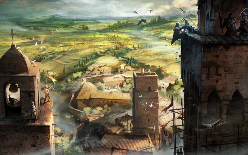 Medieval town under siege