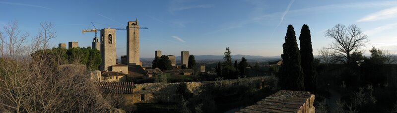 Medieval town with cranes