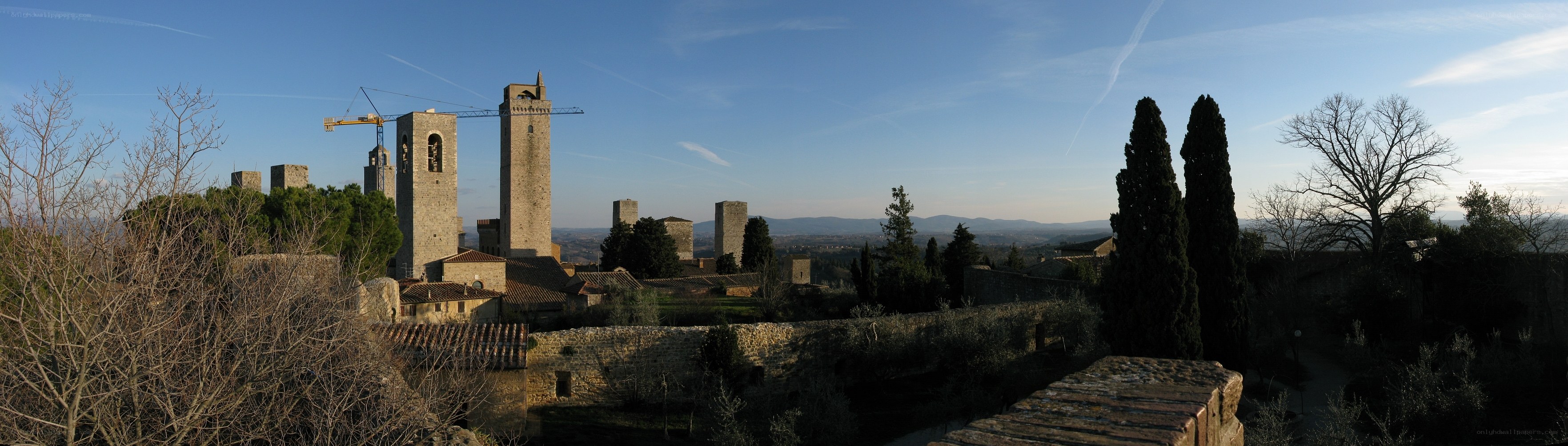 Medieval town with cranes