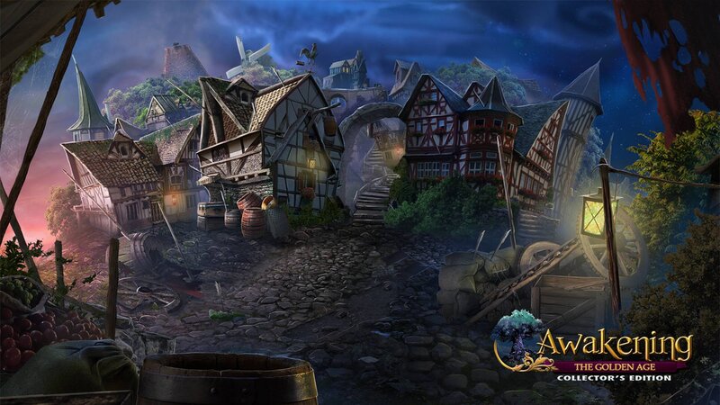 Medieval Village at Night — Blue