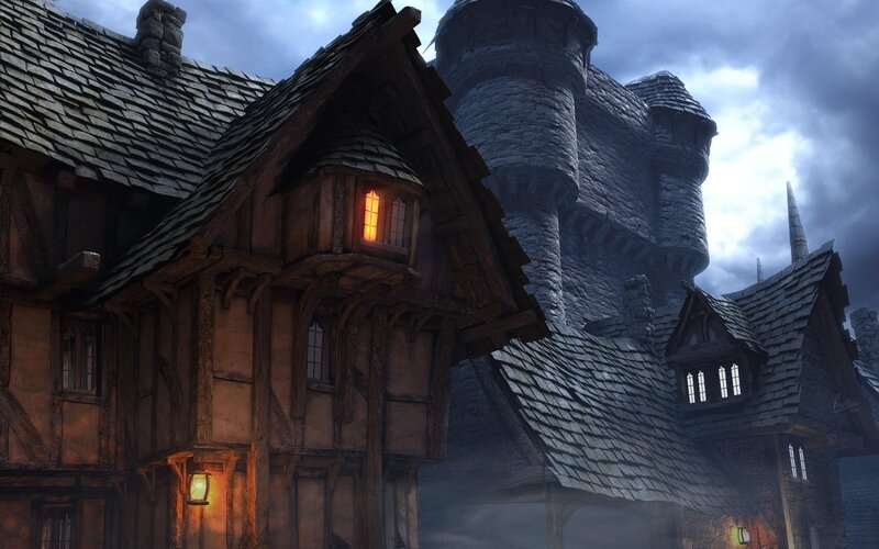 Medieval Village Buildings — Gray