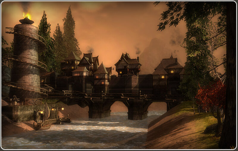 Medieval Village by River