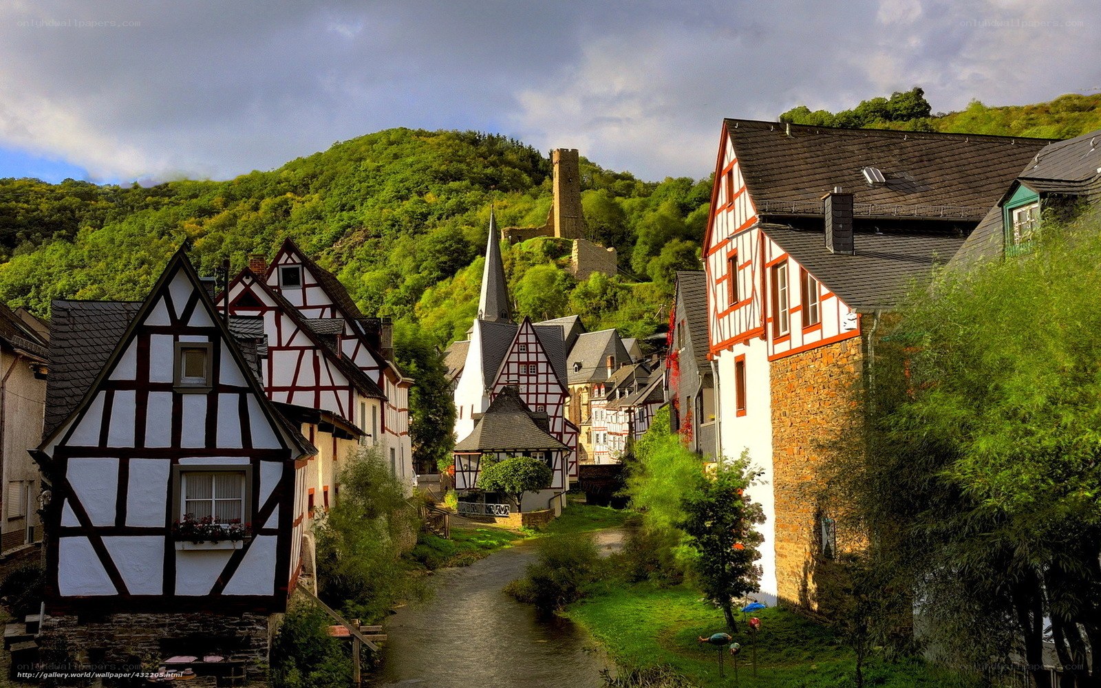 medieval village by the river