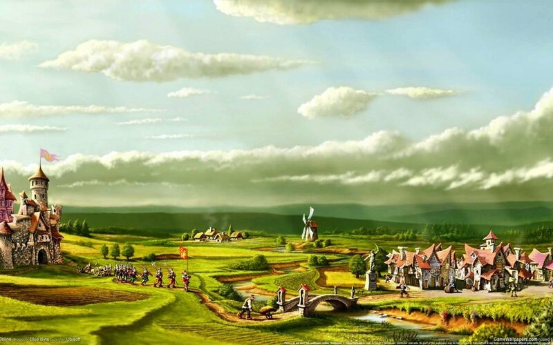 Medieval Village Landscape — Green