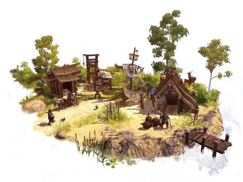 medieval village on an island