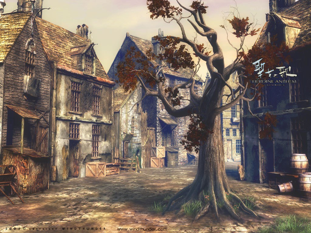 Medieval village scene