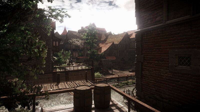 Medieval Village Scene — Brown, Serene