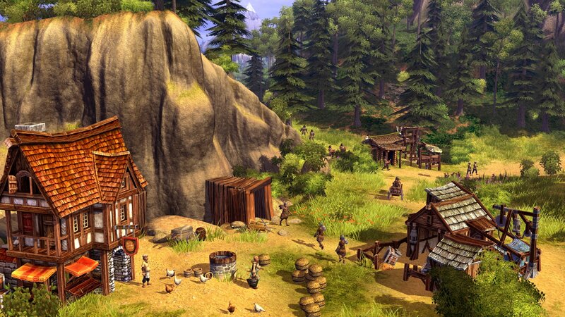 Medieval Village Scene — Green, Peaceful
