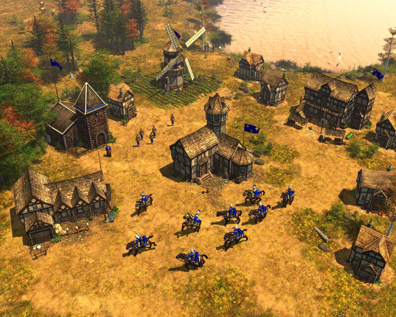 Medieval village with cavalry