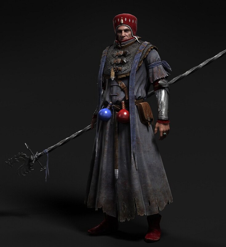 medieval warrior with staff