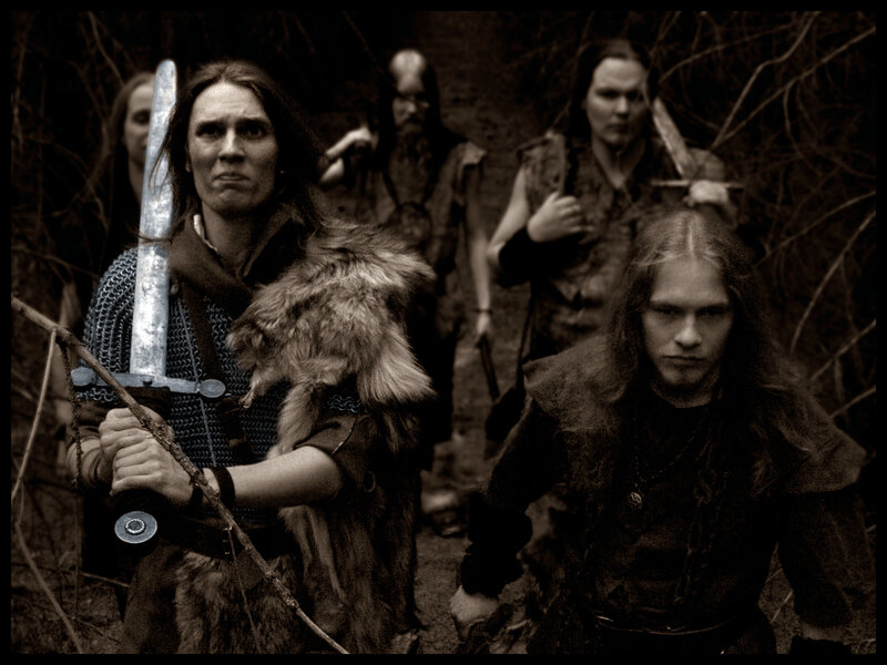 medieval warriors in forest