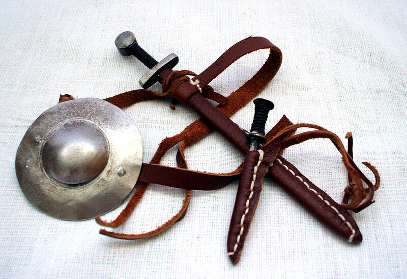 Medieval weapons and shield
