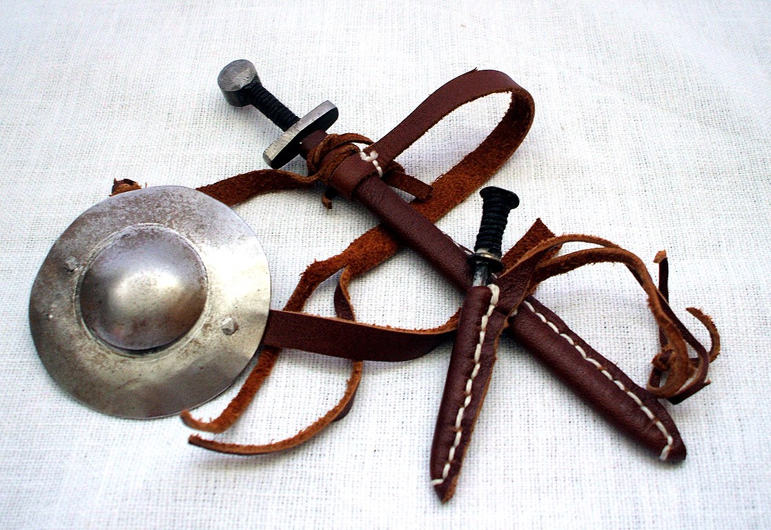 Medieval weapons and shield