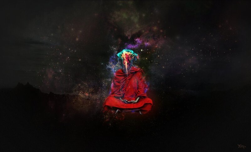 Meditating Figure in Red Robe