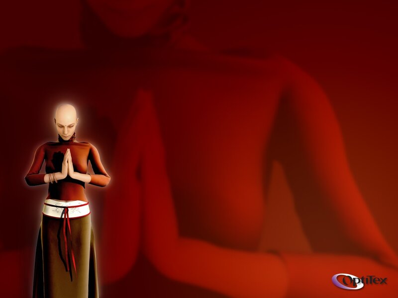 meditating figure in red