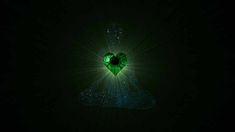 Meditating Figure with Glowing Heart