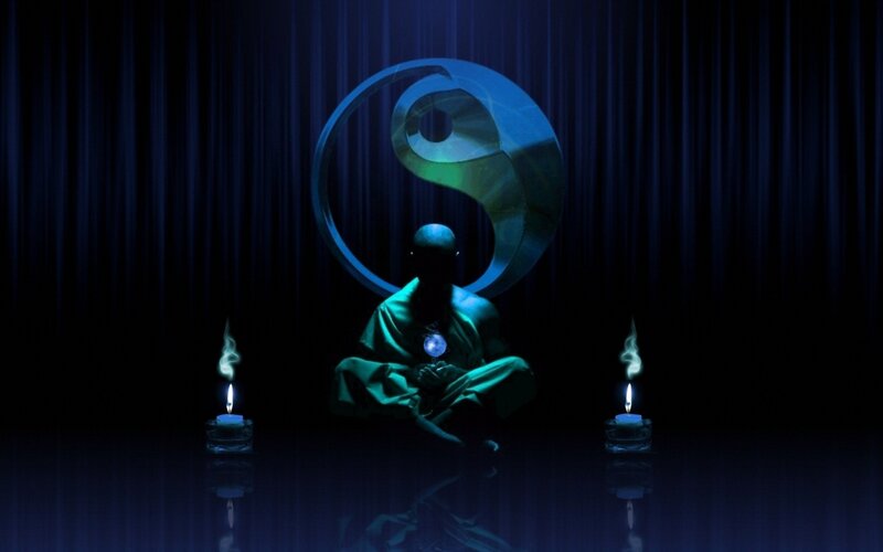 Meditation with yin-yang symbol