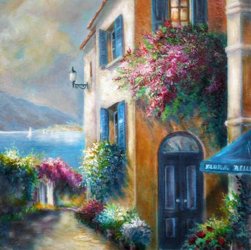 Mediterranean Alley with Flowers