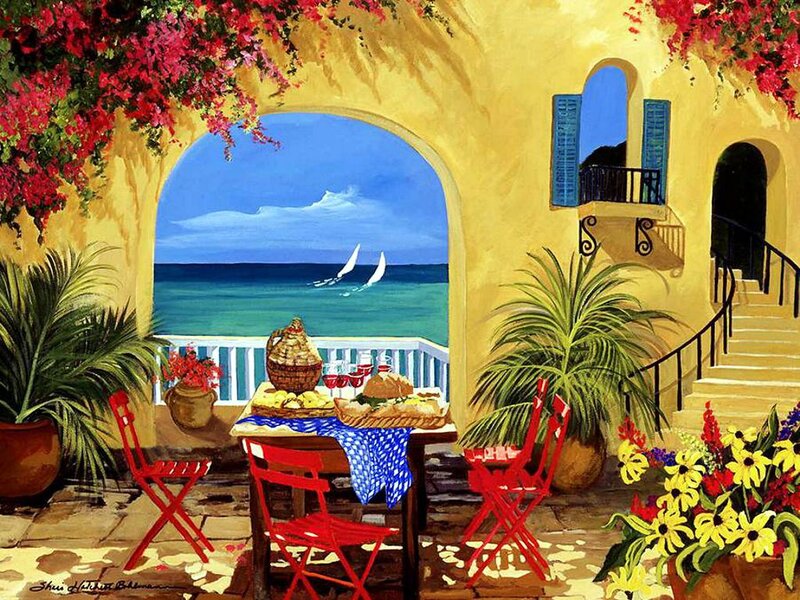 Mediterranean Balcony Scene