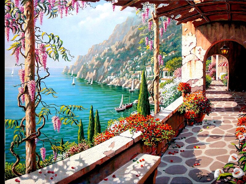 Mediterranean Coastal View — Blue, Serene, Afternoon