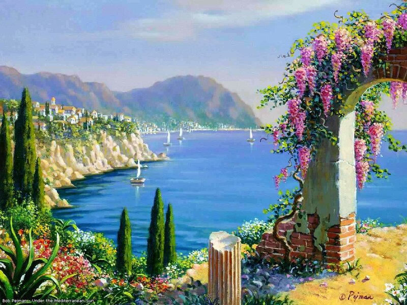 Mediterranean Coastal View — Blue, Serene
