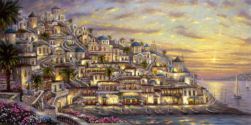 Mediterranean Coastal Village — Yellow