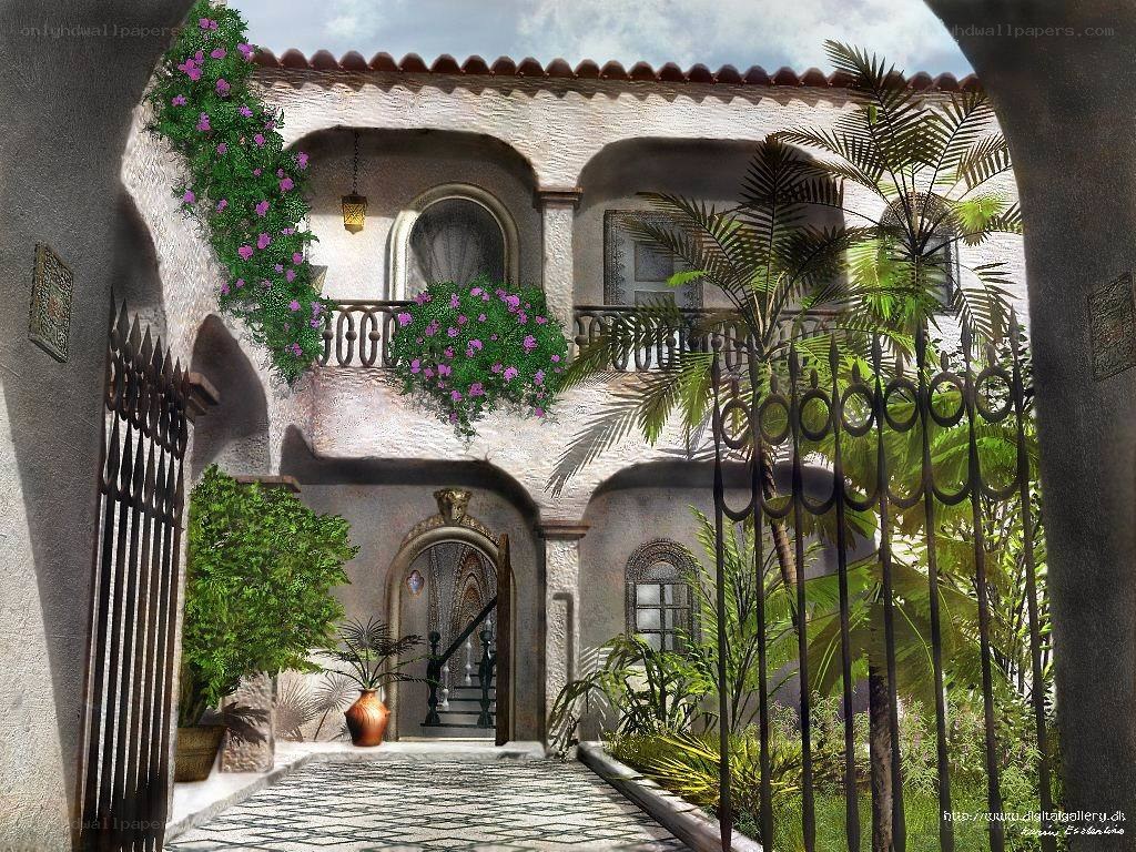 Mediterranean courtyard entrance