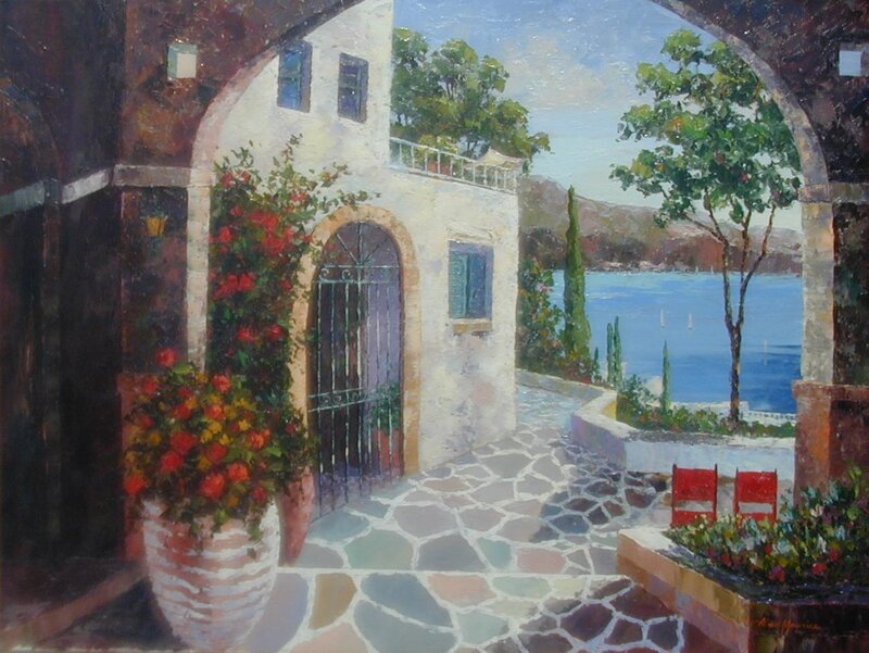 Mediterranean courtyard view