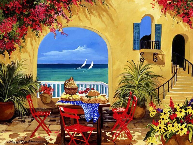 Mediterranean Patio Scene