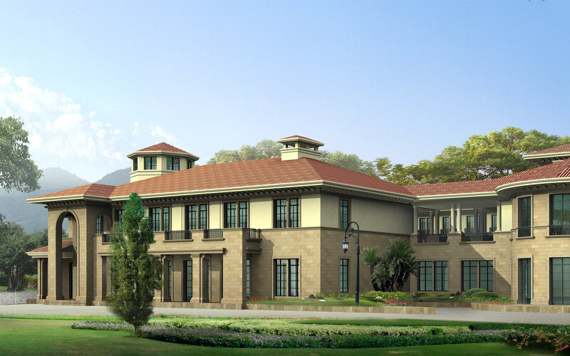 Mediterranean-style villa with red tile roof