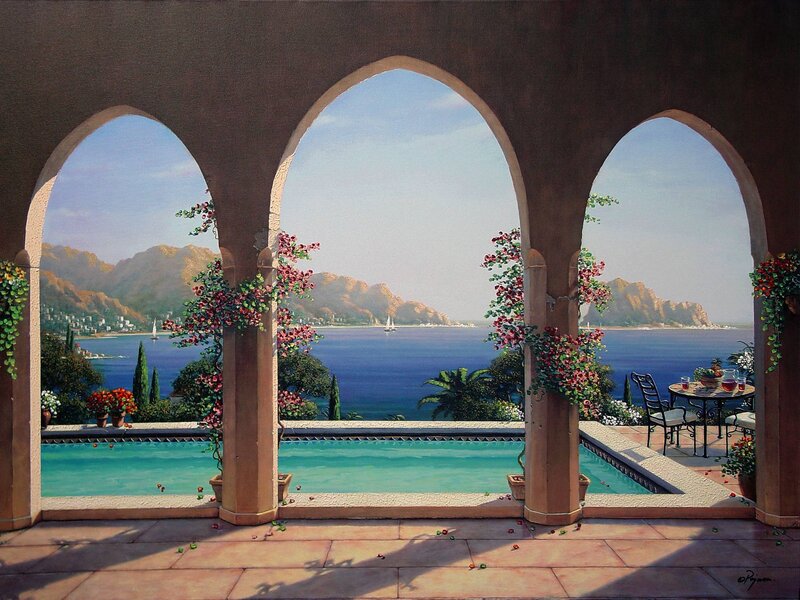 Mediterranean terrace view