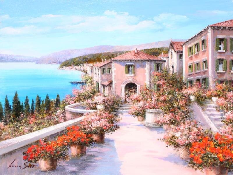 Mediterranean Village Scene