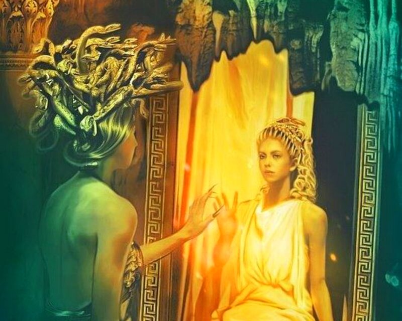 Medusa and Woman in Temple