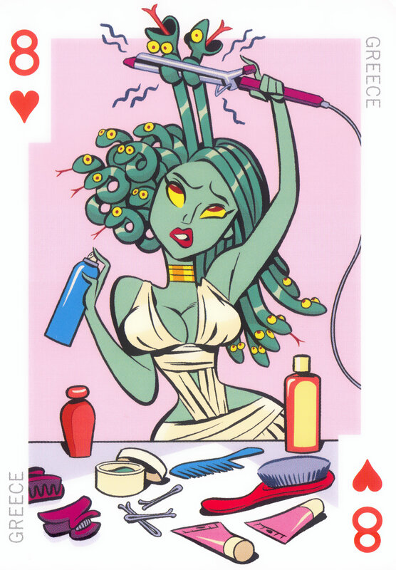 Medusa styling her hair