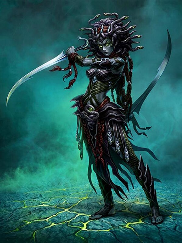 Medusa warrior with serpentine hair