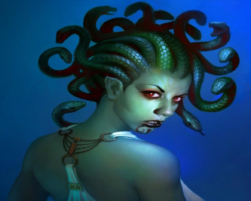 Medusa with Snake Hair — Blue