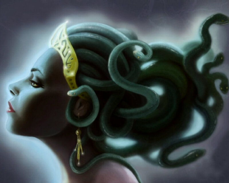 Medusa with Snake Hair — Green
