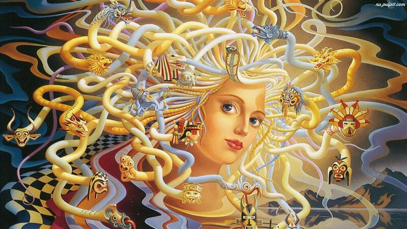 Medusa with Snake Hair — Yellow