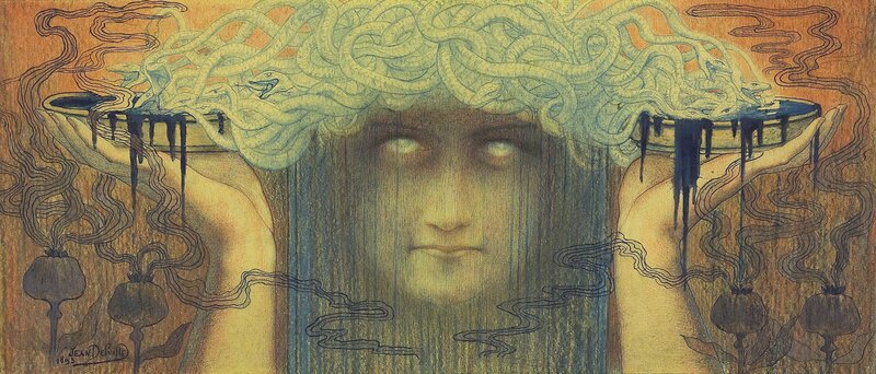 Medusa with snakes and blood
