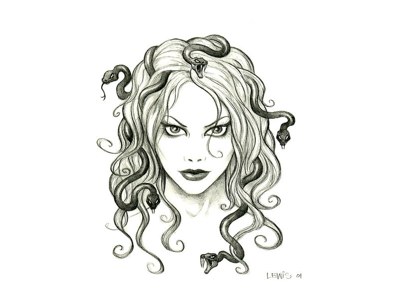 Medusa with Snakes — Black