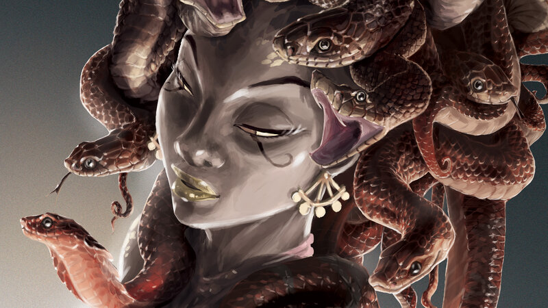 Medusa with Snakes — Brown