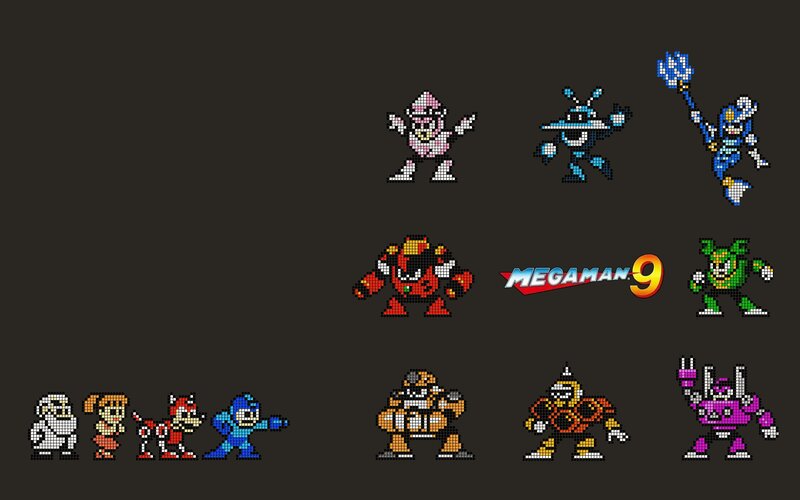 Mega Man 9 pixel art characters