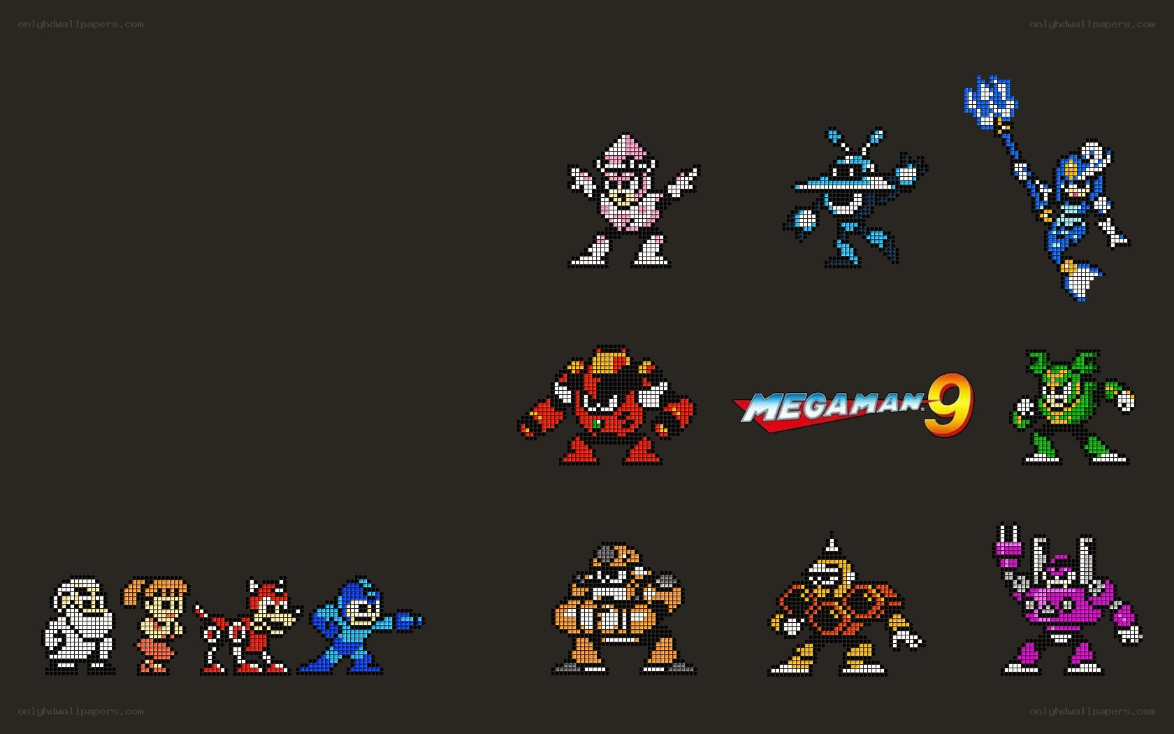 Mega Man 9 pixel art characters