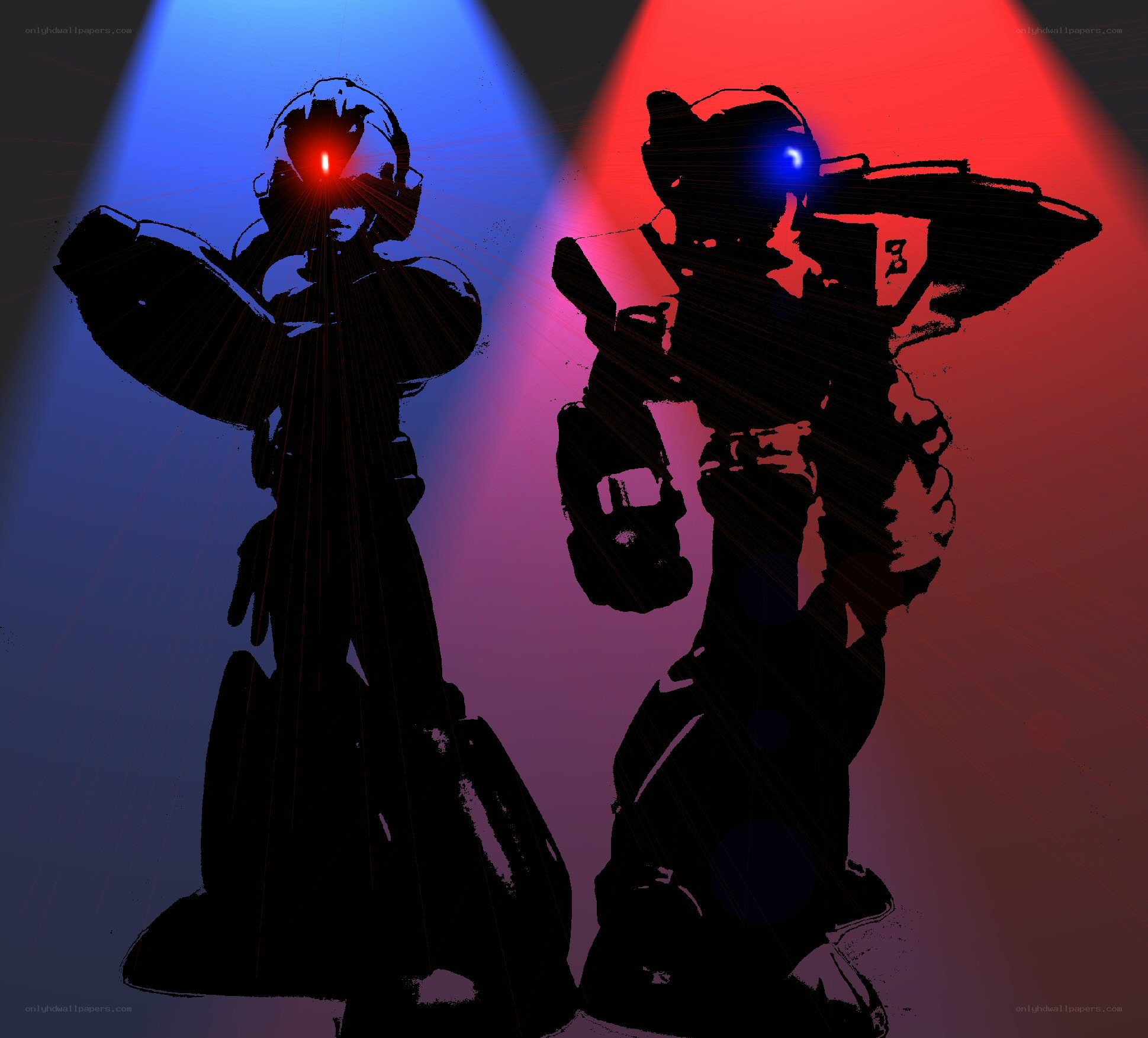 Mega Man and Proto Man silhouettes