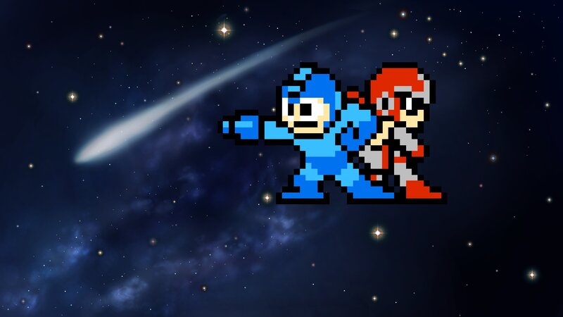 Mega Man and Roll in space