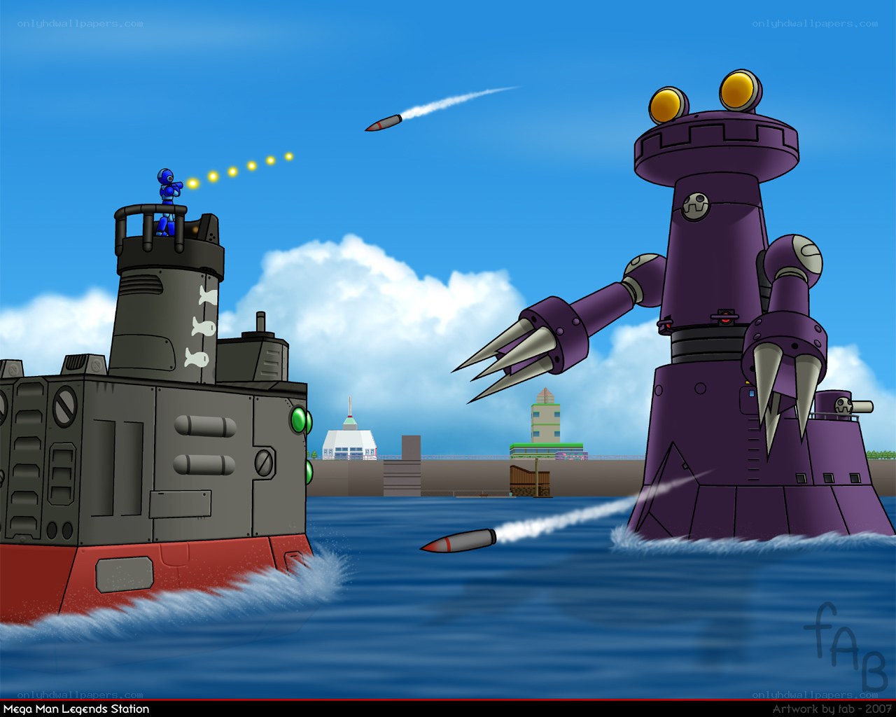 Mega Man battles a robot boss
