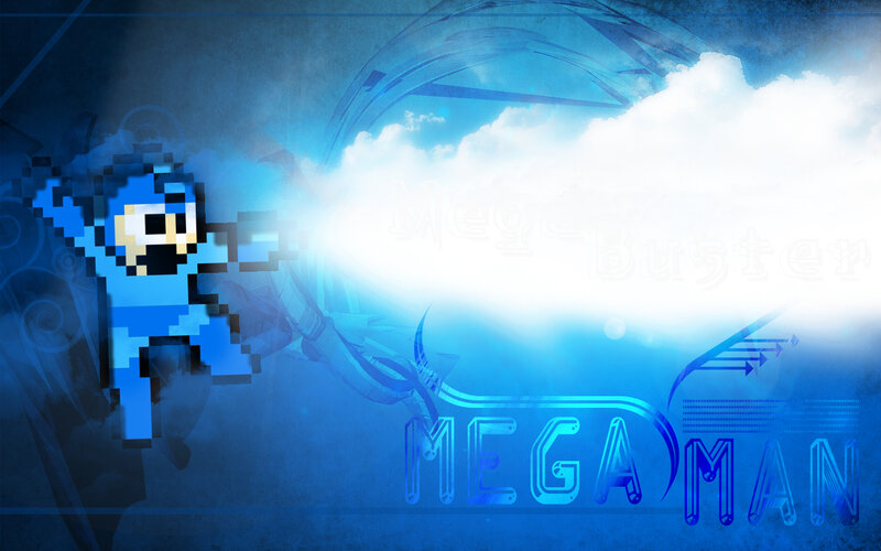 Mega Man Character — Blue, Dramatic, Digital Art